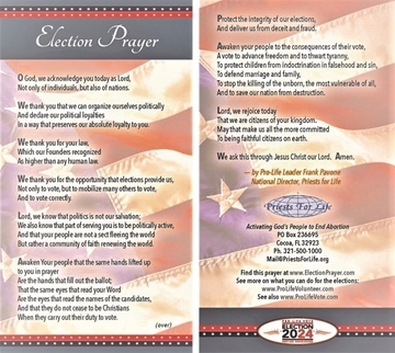 Picture of Election Prayer for Life cards